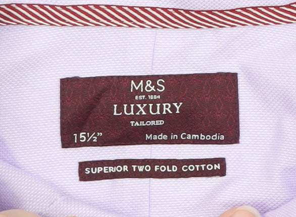 Marks and Spencer Men's Lilac Tailored Fit Dress Shirt 15.5in Superior Cotton