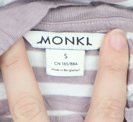 Monki Womens Pink White Striped Long Sleeve Cotton T-Shirt Size S