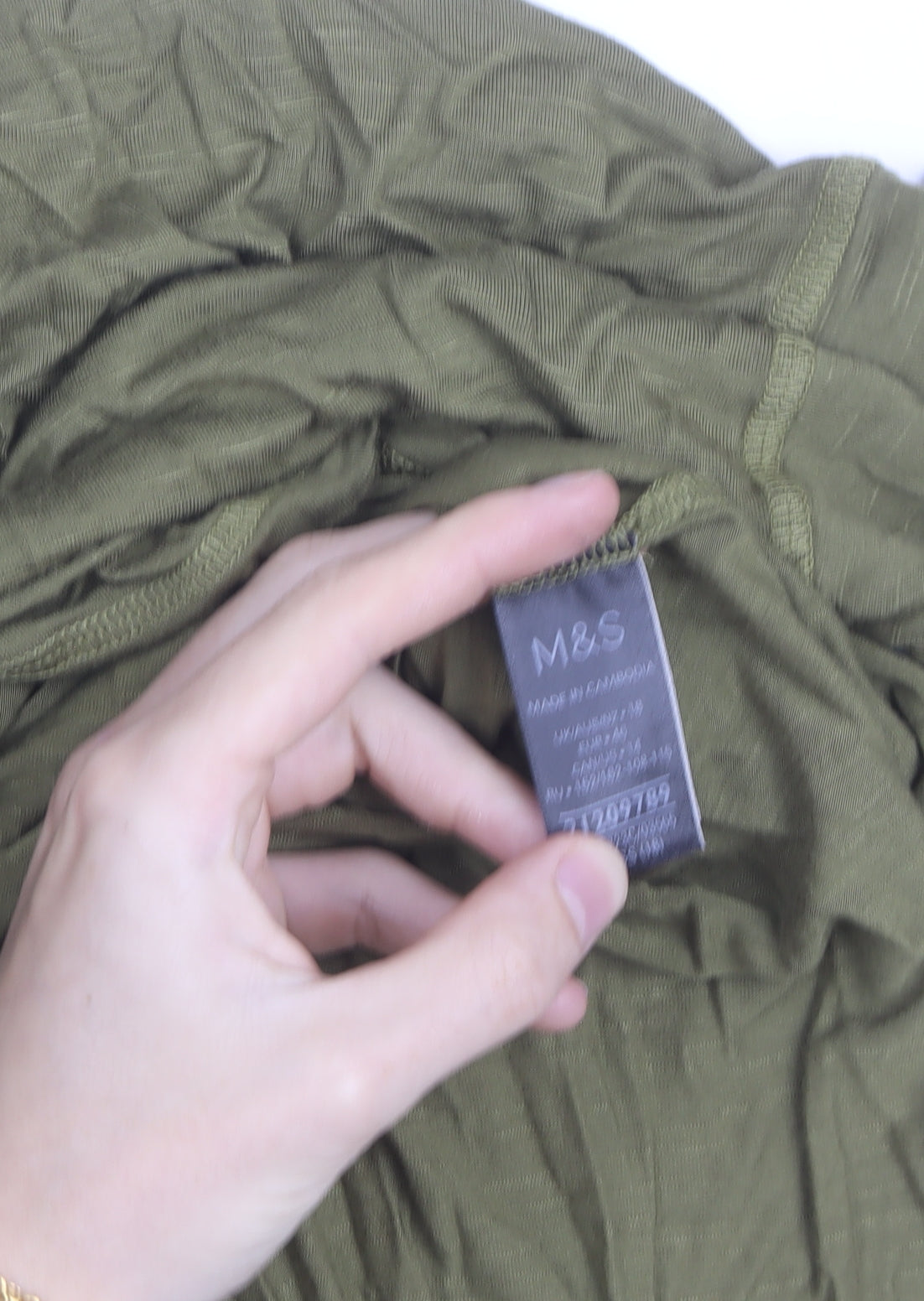 Marks and Spencer Women's Green V-Neck Long Sleeve T-Shirt Size 14