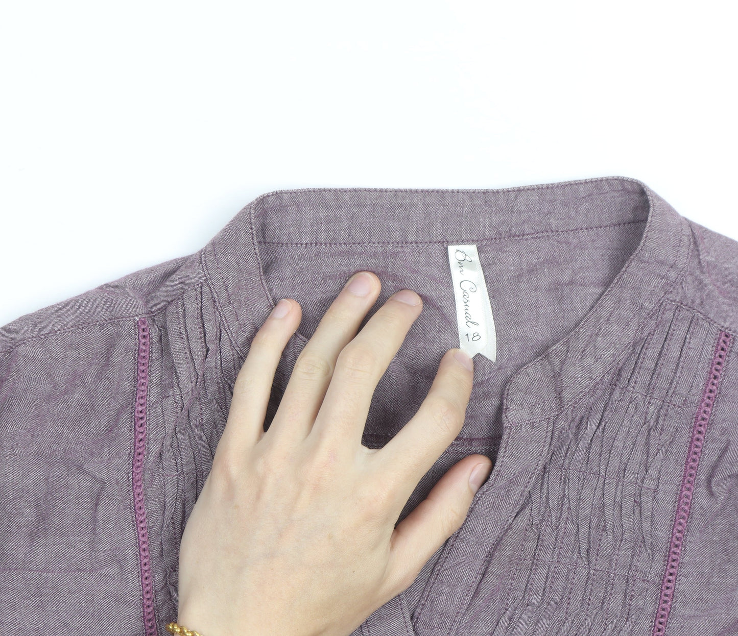 Bon Cascade Women's Purple Linen Blend Tunic Blouse Size 10