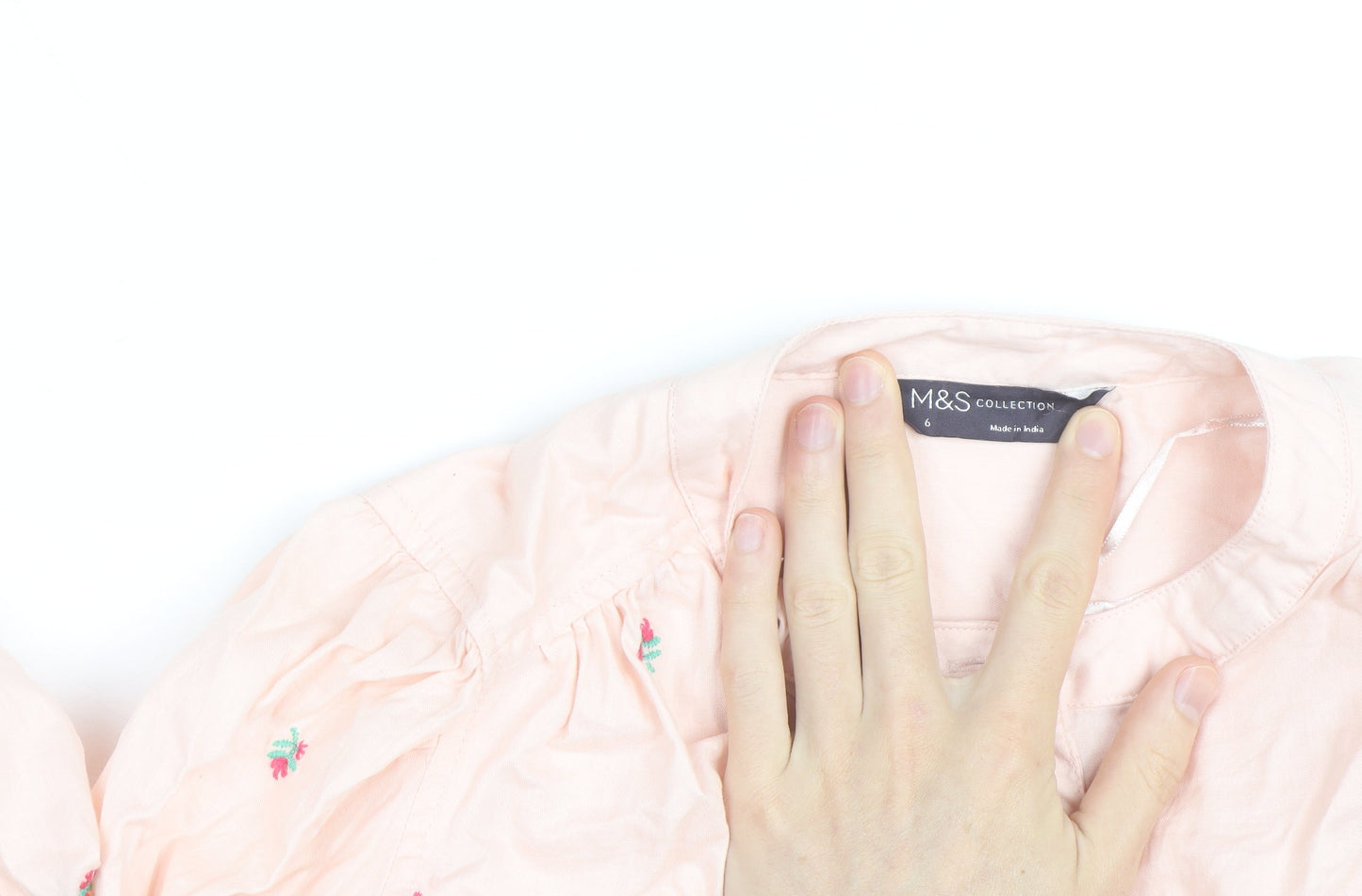 Marks and Spencer Women’s Pink Embroidered Cotton Tunic Blouse Size 6