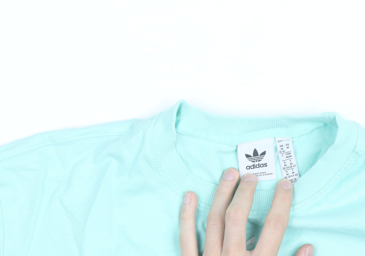 Adidas Womens Green Cotton Short Sleeve Basic T-Shirt M