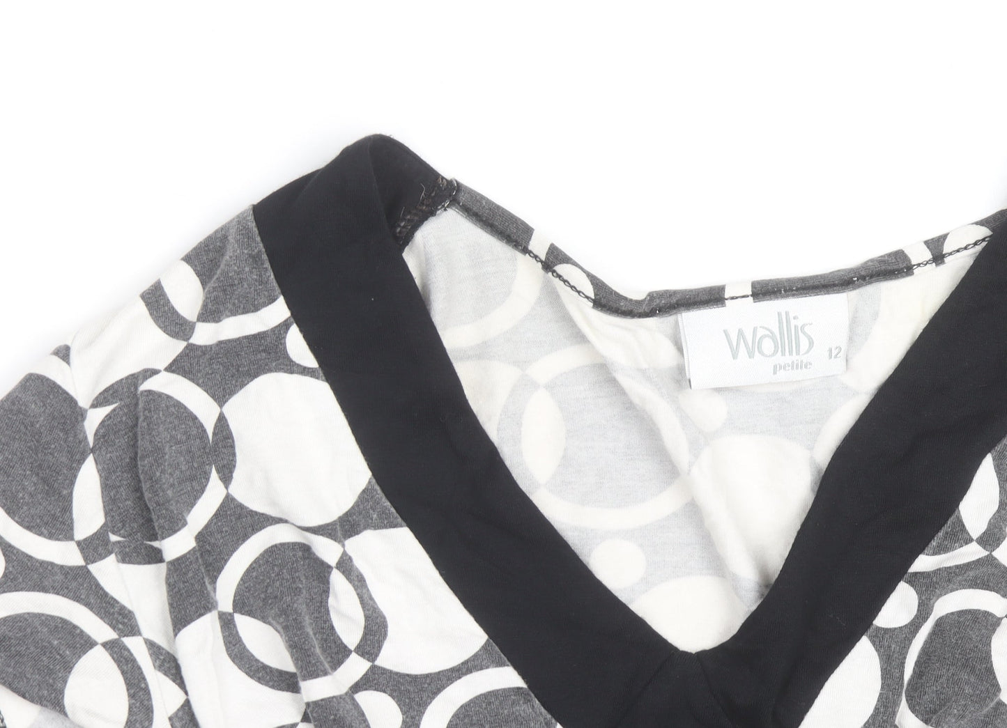 Wallis Petite Women's Black & White Geometric Wrap Blouse Size 12