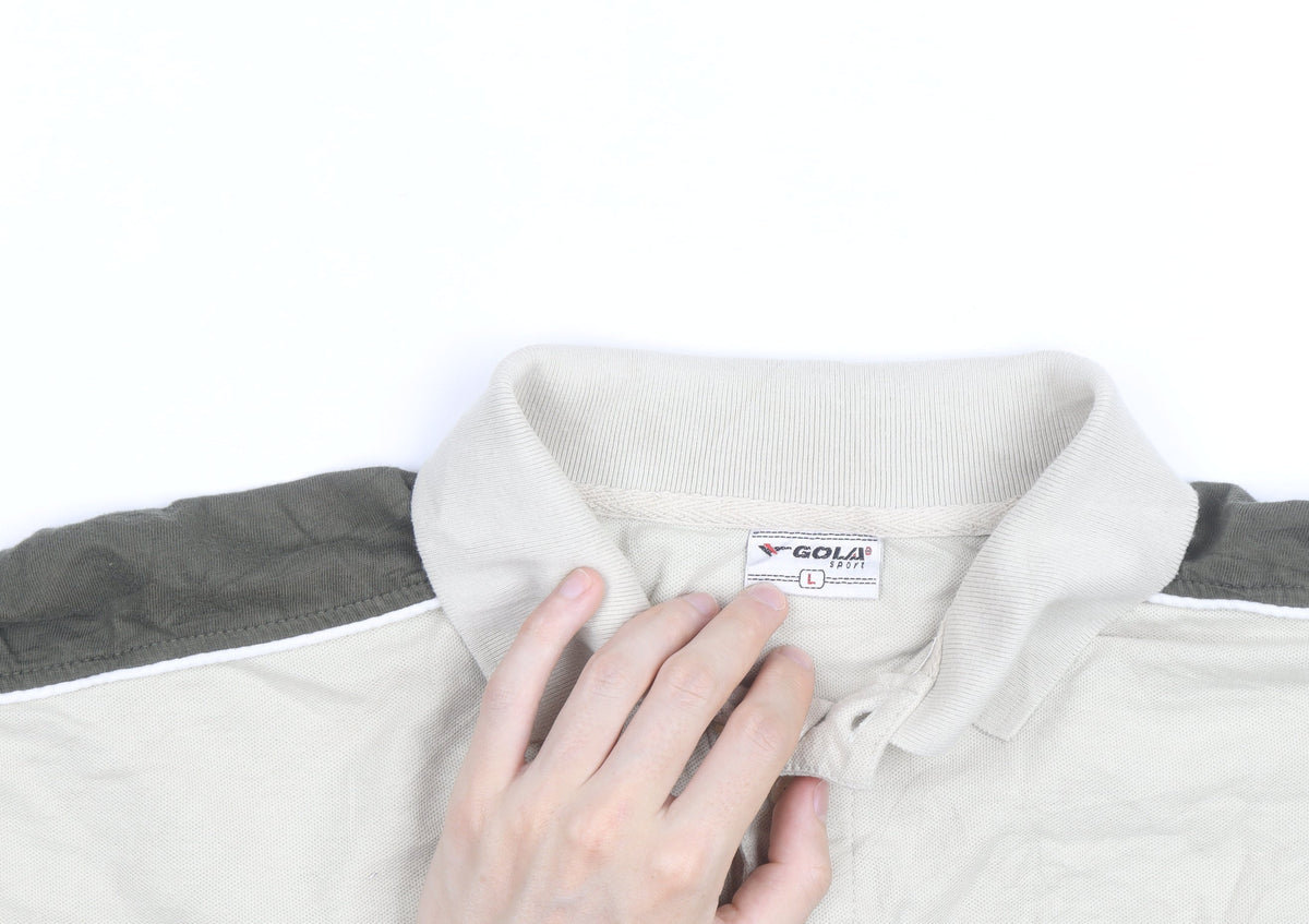 Gola Men’s Beige Colourblock Polo Shirt Size L Short Sleeve Cotton
