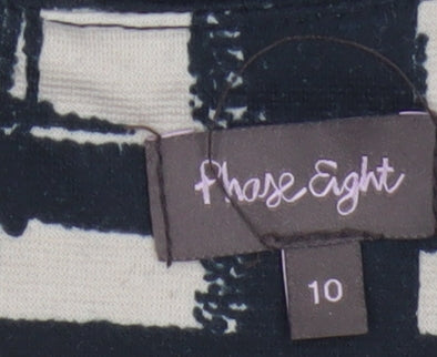 Phase Eight Women Beige Black Check Shift Dress Size 10 Sleeveless