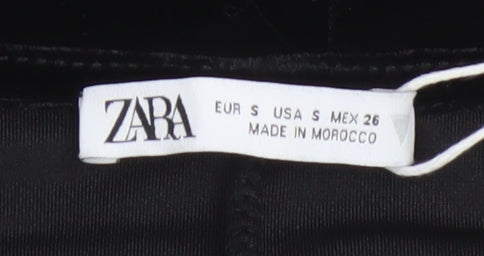 ZARA Women Black Velvet V-Neck Kimono Sleeve Shift Dress Size 8