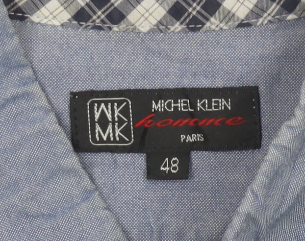 Michel Klein Homme Blue Cotton Button-Up Long Sleeve Shirt Men's M