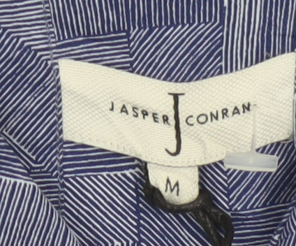 Jasper Conran Men's Blue Geometric Cotton Long Sleeve Shirt M