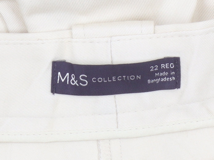 Marks and Spencer Women Beige Size 22 Regular Pleated Trousers