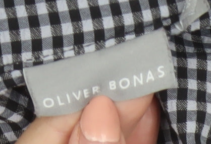 Oliver Bonas Women Black Check Shirt Dress UK 12 Long Sleeve
