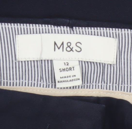 Marks and Spencer Women Navy Blue Size 12 Short Chino Trousers