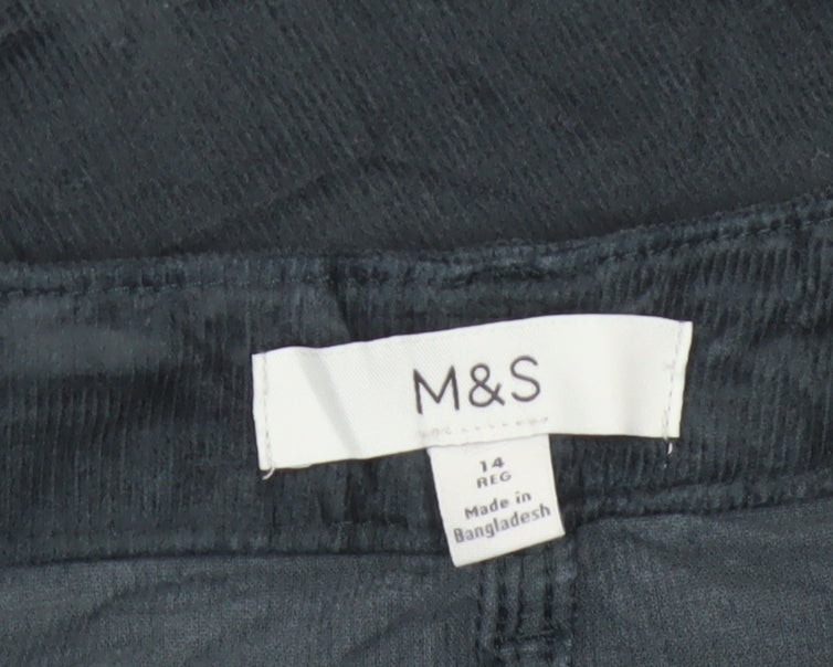 Marks and Spencer Women’s Black Corduroy Stretch Trousers Size 14 Regular