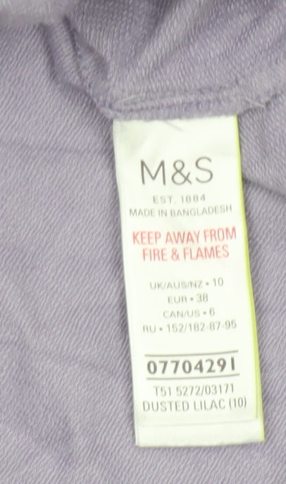 Marks and Spencer Womens Purple Cropped Long Sleeve T-Shirt Size 10