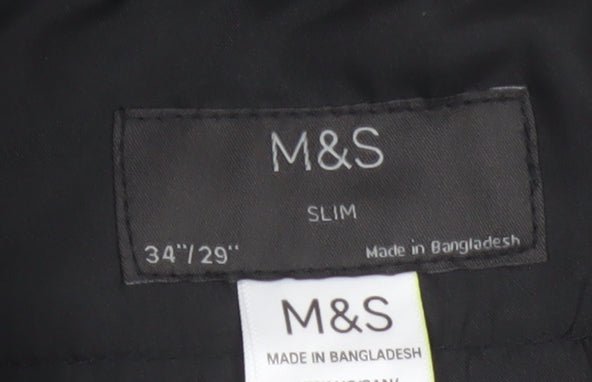 Marks and Spencer Men's Black Slim Fit Dress Pants 34x29