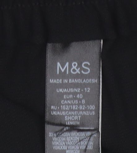 Marks and Spencer Womens Black Size 12 Wide-Leg Trousers