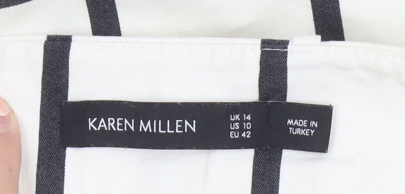Karen Millen Women’s White Check A-Line Knee Length Skirt UK 14