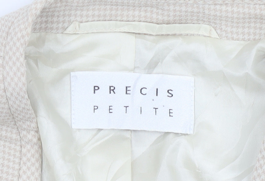 Precis Petite Beige Houndstooth Single-Breasted Suit Jacket Size 14