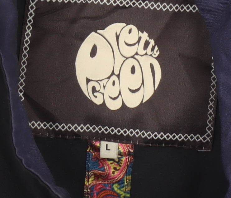 Pretty Green Men's Black L Full Zip Cotton Nylon Jacket