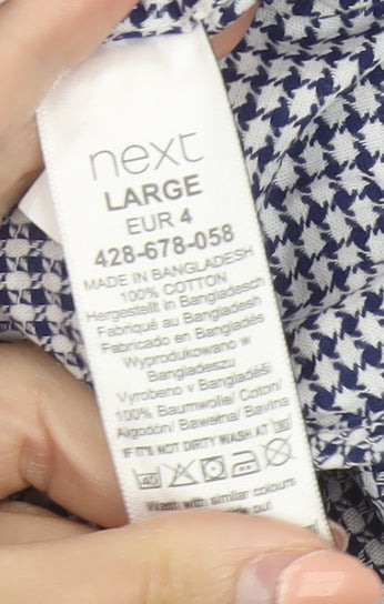 Next Men's Blue Check Short Sleeve Button-Down Cotton Shirt L