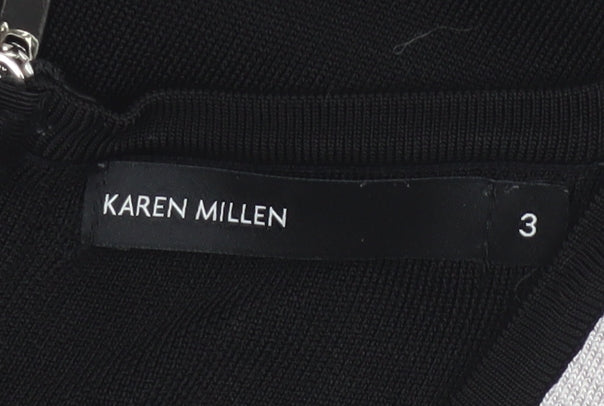 Karen Millen Women's Black Check Bodycon Knee Length Dress Size 12