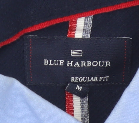 Marks and Spencer Blue Harbour Men's Blue Regular Fit Button-Up Shirt M