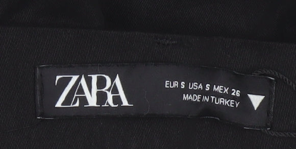 ZARA Women Black Wide-Leg Trousers Size S Lyocell Blend