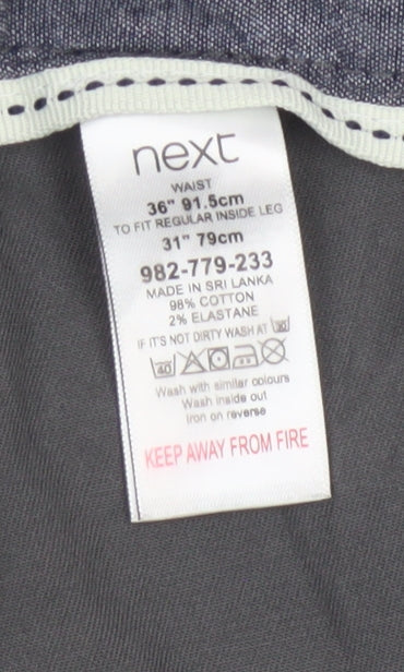 Next Men's Grey Chino Trousers Size L 36x31 Regular Fit