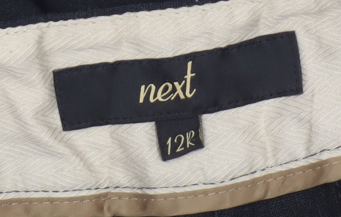 Next Women Black Linen Cotton Cropped Trousers Size 12 Regular