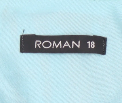 Roman Women’s Multicoloured Asymmetric V-Neck Sleeveless Dress Size 18