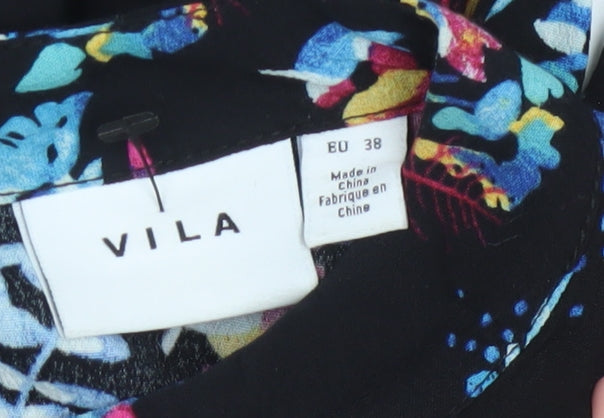 Vila Women's Multicoloured Floral A-Line Knee Length Dress Size 10