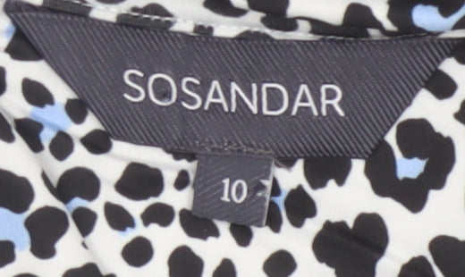 Sosandar Women’s Multicoloured Leopard Print Knee Length Fit & Flare Dress Size 10