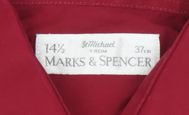 Marks and Spencer St Michael Men's Red 14.5in Long Sleeve Button-Up Shirt