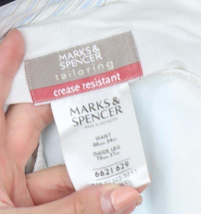 Marks and Spencer Men's Black 34x31 Pleated Dress Pants