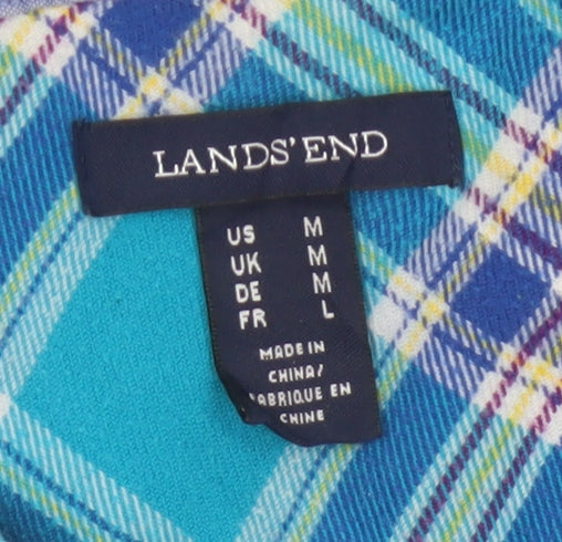 Lands' End Women's Blue Plaid Flannel Button-Up Shirt Size M
