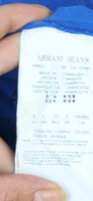 Armani Jeans Men's Blue Slim Fit Graphic Logo T-Shirt Size S
