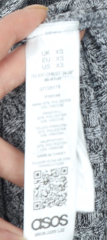 ASOS Men's Grey Long Sleeve Ribbed Polo Shirt XS Classic Fit