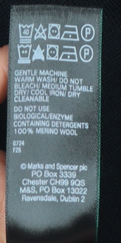 Marks and Spencer Women’s Black Merino Wool Roll Neck Jumper Size 14