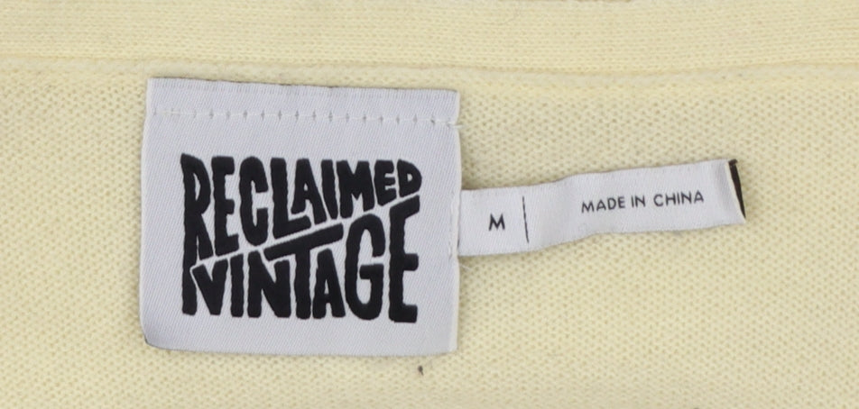 Reclaimed Vintage Women Yellow Cropped Knit V-Neck Tank Top M