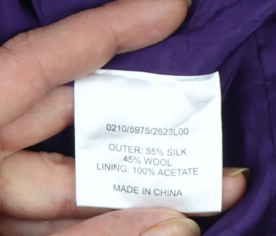 Hobbs Women Purple Size 8 Sheath Silk Wool Knee Length Dress