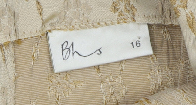 BHS Women Beige Floral Jacquard Sleeveless Sheath Dress Size 16