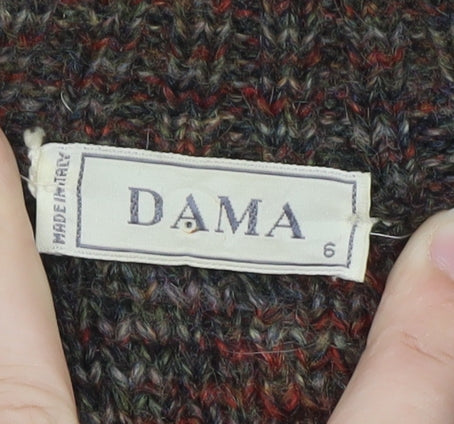Dama Men's Brown Wool Argyle Cardigan Jumper Size M Vintage Italian Knit