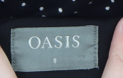 Oasis Women’s Black Polka Dot Ruffle Sleeveless Jumpsuit Size 8
