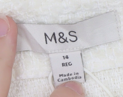 Marks and Spencer Women’s White Tweed High Rise Midi Skirt Size 14