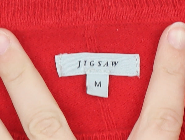 Jigsaw Women's Red Wool Crew Neck Jumper Size M