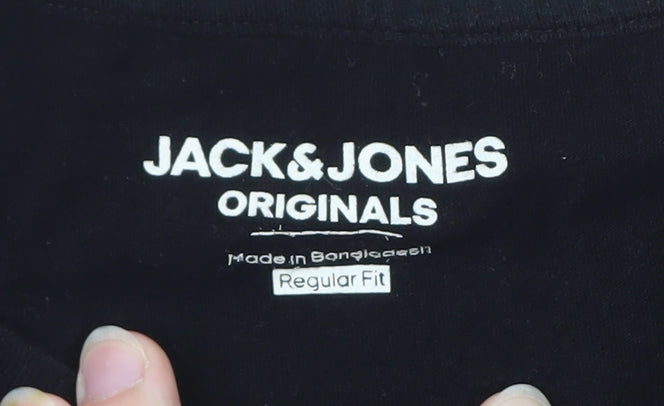 Jack & Jones Originals Men's Black Regular Fit Cotton T-Shirt Size S