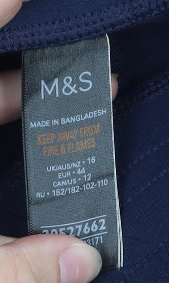 Marks and Spencer Men's Blue Cotton Joggers Size 16 Regular Fit