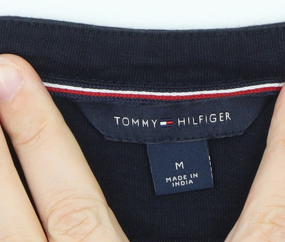 Tommy Hilfiger Women Navy & Pink Striped 3/4 Sleeve Top Size M
