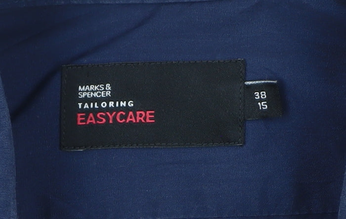 Marks and Spencer Men's Blue Easycare Classic Long Sleeve Dress Shirt Size 15/38