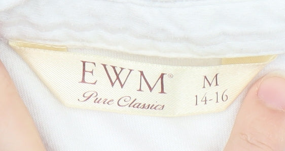 EWM Womens Blue White Striped Polo Shirt Size 14-16 Classic Fit