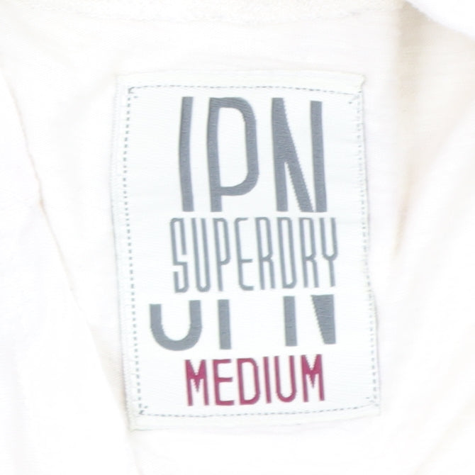 Superdry Women's Beige Lace Sleeve Short Sleeve T-Shirt Medium